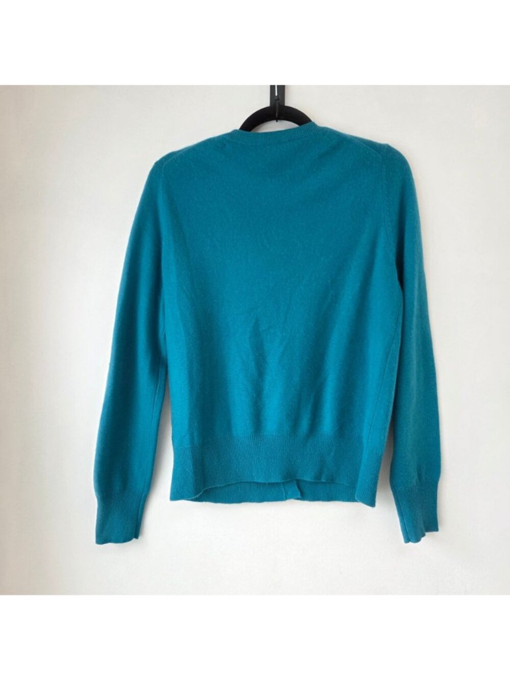 Lord & Taylor 100% Cashmere Teal Blue Cardigan Sweater Classic Women's L - Picture 2 of 5